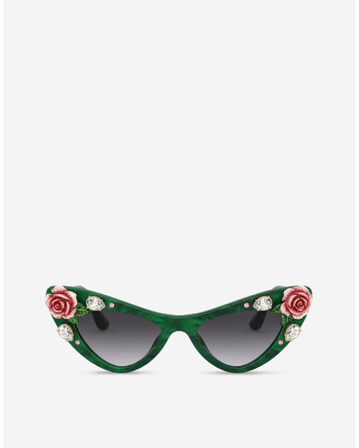 Dolce & Gabbana Green Tropical Rose Sunglasses