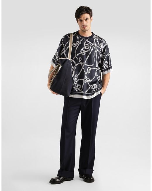Dolce & Gabbana Blue Virgin Wool Trousers for men