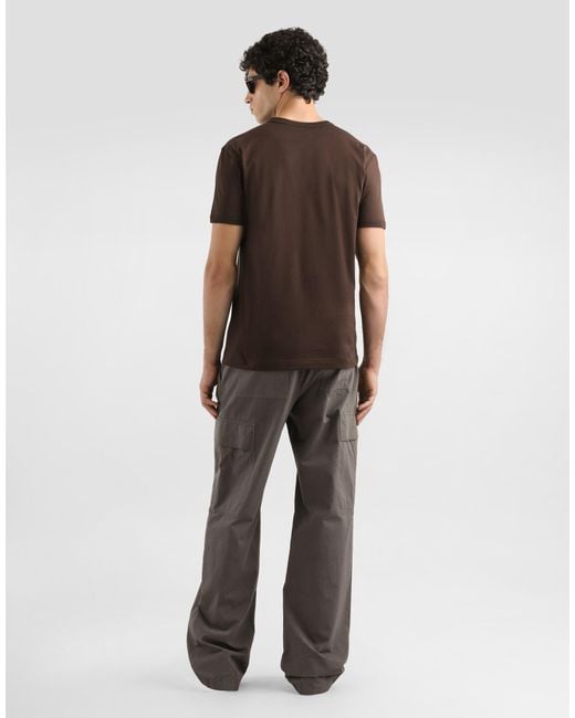 メンズ Dolce & Gabbana Cotton T-Shirt With Heraldic Patch Brown