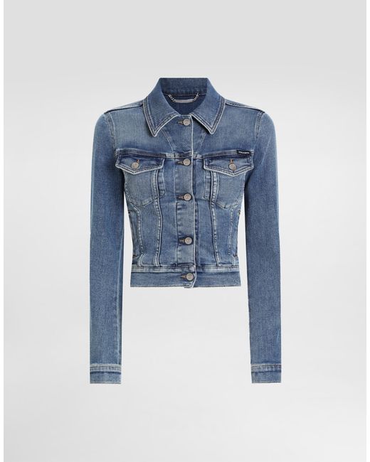 Dolce & Gabbana Blue Cropped Denim Jacket