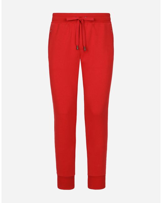 Dolce & Gabbana Jogginghose Aus Jersey Mit Logoplakette in Red für Herren