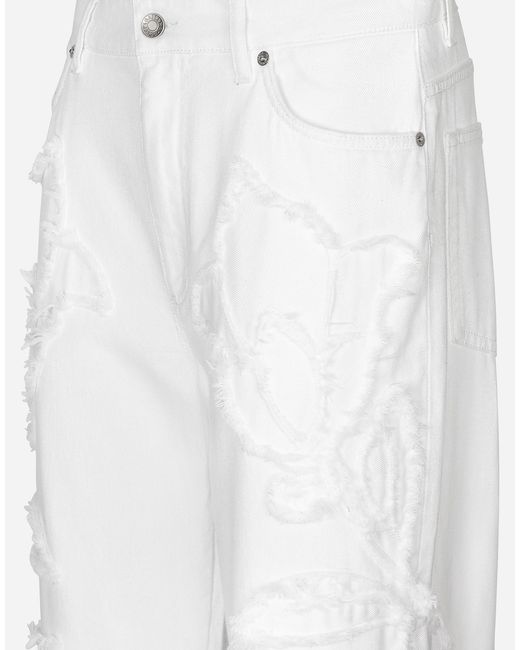 Dolce & Gabbana White Jeans With Stitching