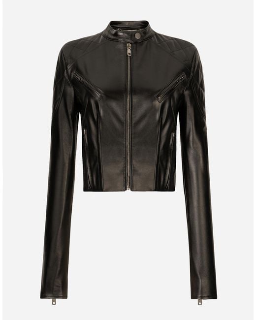 Dolce & Gabbana Black Short Leather Biker Jacket
