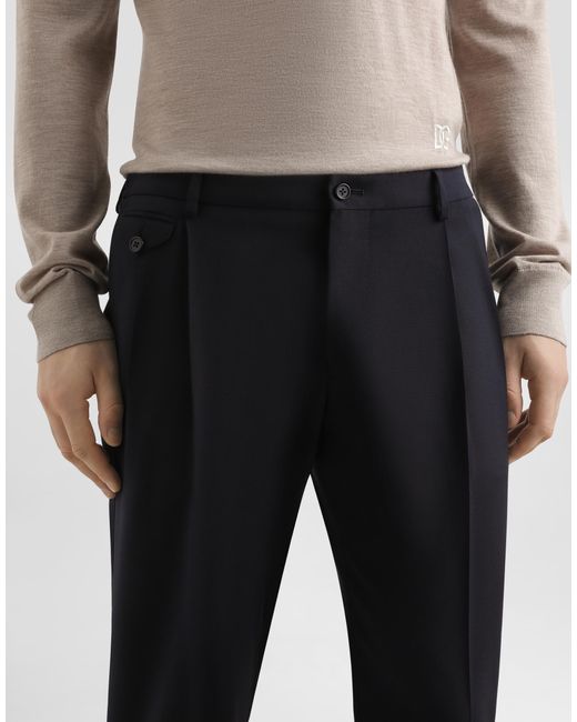 Dolce & Gabbana Blue Wool Blend Trousers for men