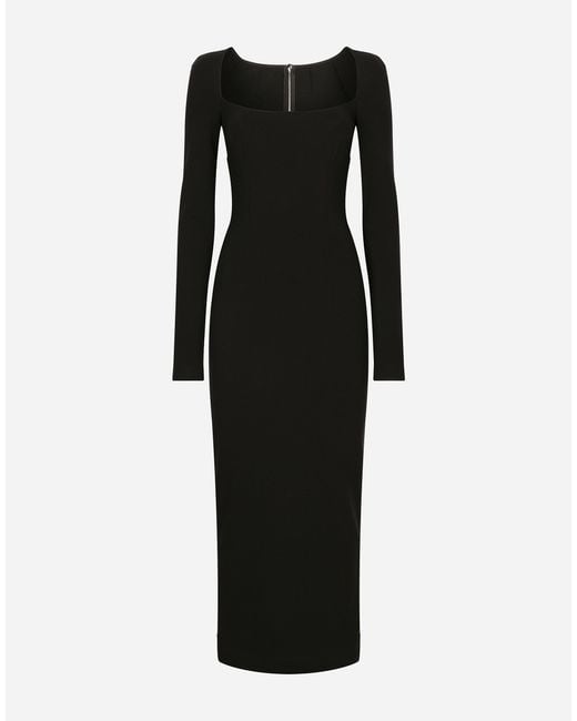 Robe Fourreau À Manches Longues En Jersey Maille Milano Dolce & Gabbana en coloris Black
