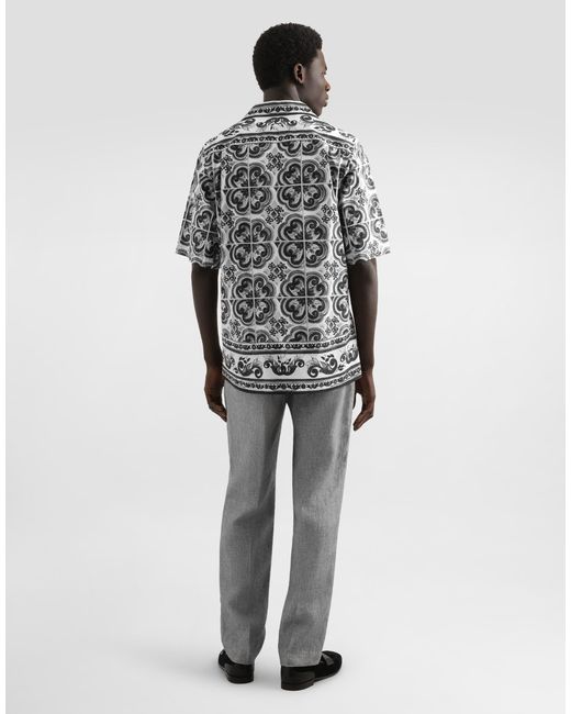 Dolce & Gabbana Gray Washed Linen Canvas Trousers for men