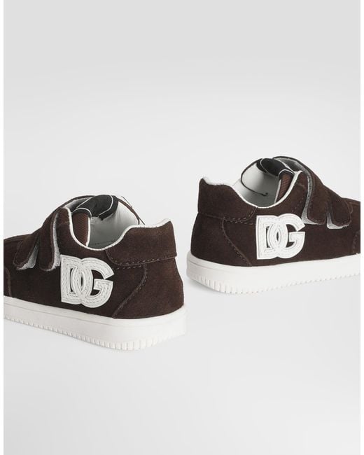Dolce & Gabbana White Dg Original Velour Fabric Sneakers for men