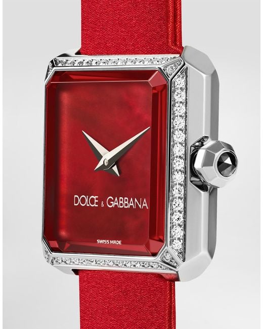 Dolce & Gabbana Red Sofia Steel Watch With Diamonds