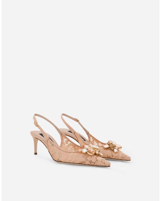 Dolce & Gabbana Natural Lace Slingbacks