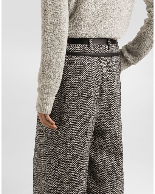 Dolce & Gabbana Fischgräten-Hose Mit Falten in Gray für Herren