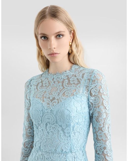 Dolce & Gabbana Blue Cordonetto Lace Sheath Dress