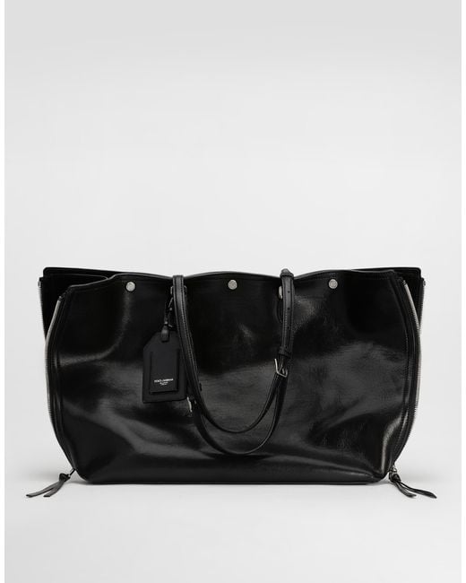 メンズ Dolce & Gabbana Atene Calfskin Shopping Bag Black