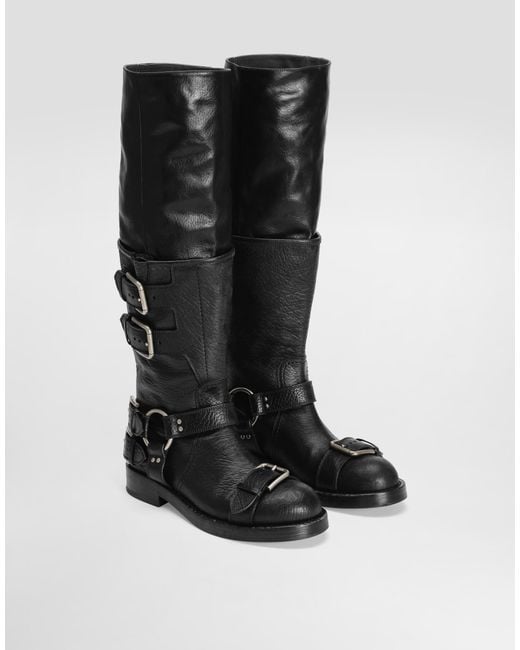 Dolce & Gabbana Black Horse Leather Boots