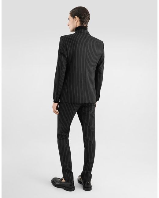 Dolce & Gabbana Black Single-breasted Pinstripe Stretch Wool Sicily-fit Suit for men