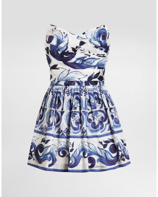 Dolce & Gabbana Crochet Dress With Straps in Blue