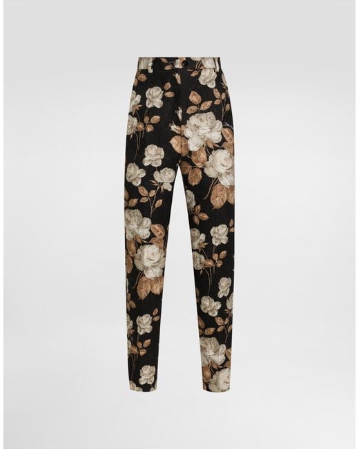 Dolce & Gabbana Multicolor Vintage Rose- Brocade Trousers