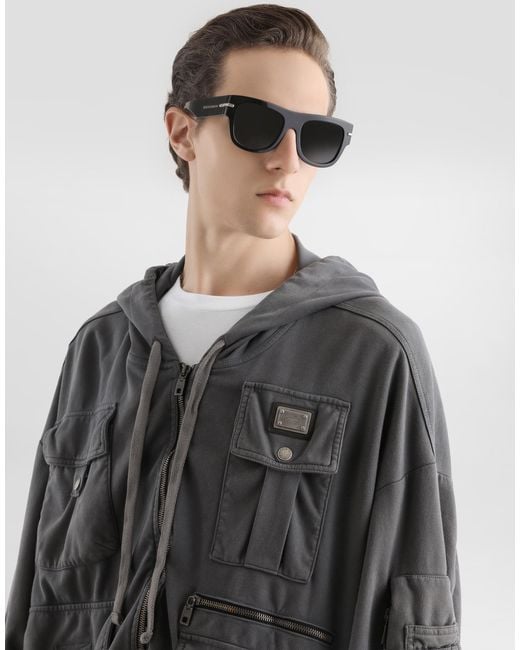 Dolce & Gabbana Gray Jersey Hooded Sweatshirt With Vintage Finish for men