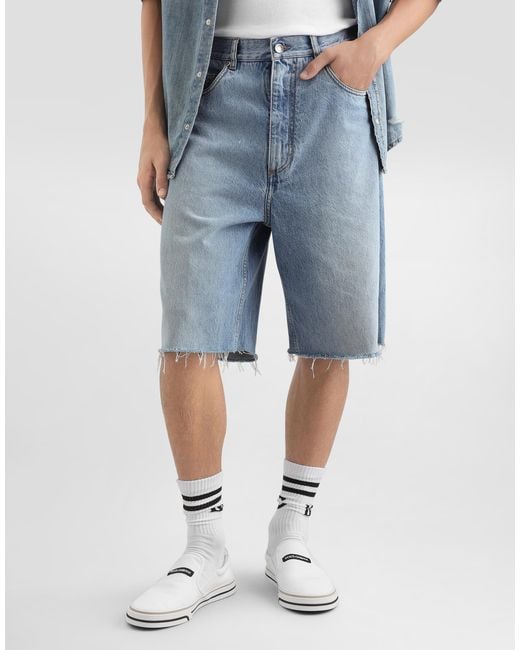 Dolce & Gabbana Blue Denim Bermuda Shorts for men