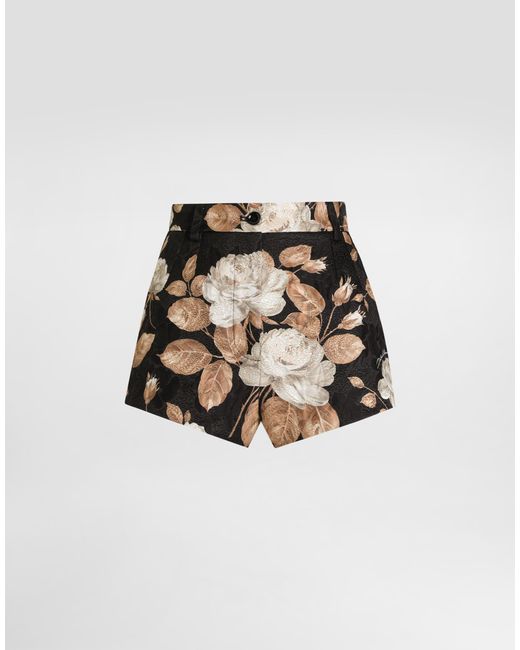 Dolce & Gabbana Multicolor Vintage Rose- Brocade Shorts