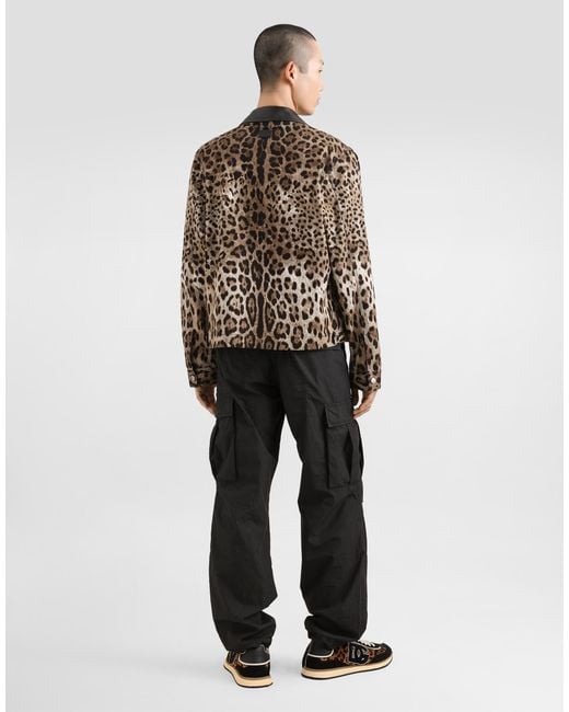 Dolce & Gabbana Multicolor Cotton Leopard- Jacket With Tag for men