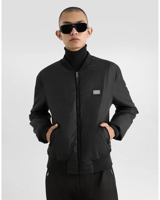 Dolce & Gabbana Black Nylon Jacket With Branded Tag for men