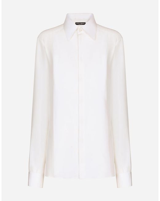 Dolce & Gabbana White Silk Crepe De Chine Shirt