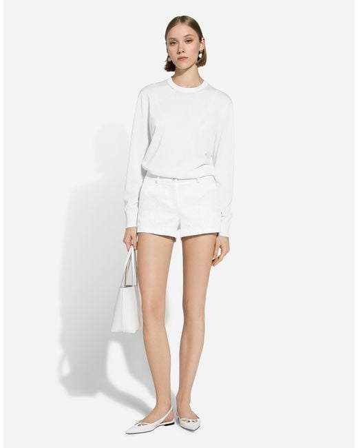 Dolce & Gabbana White Brocade Shorts