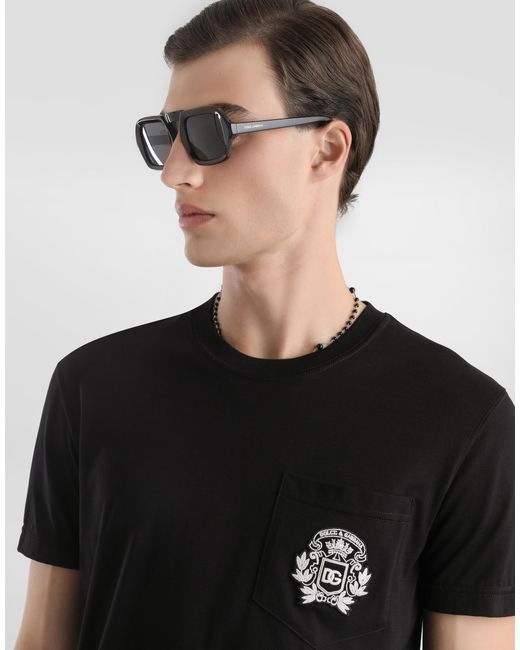 Dolce & Gabbana Cotton T-Shirt With Embroidery in Black für Herren