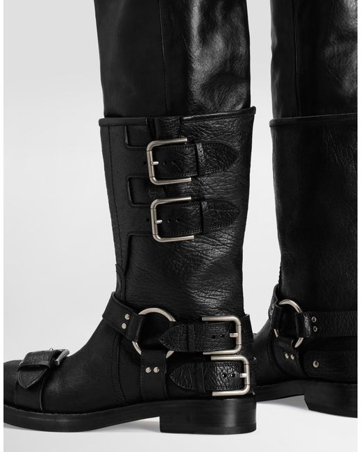 Dolce & Gabbana Black Horse Leather Boots