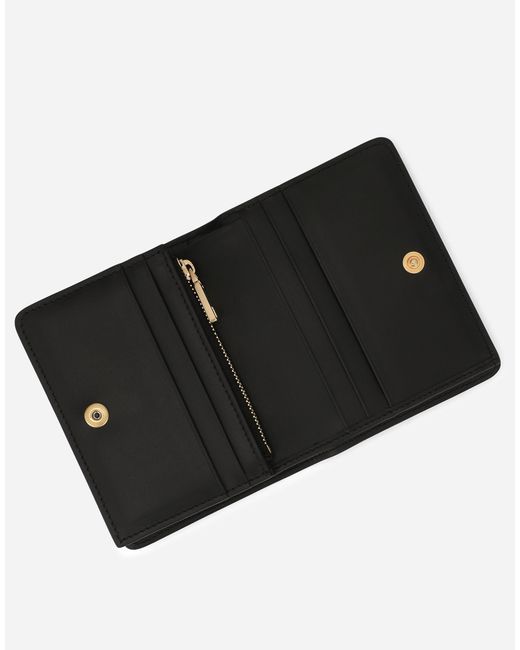 Cartera En Piel De Becerro Brillante Con Estampado De Leopardo Dolce & Gabbana de color Metallic