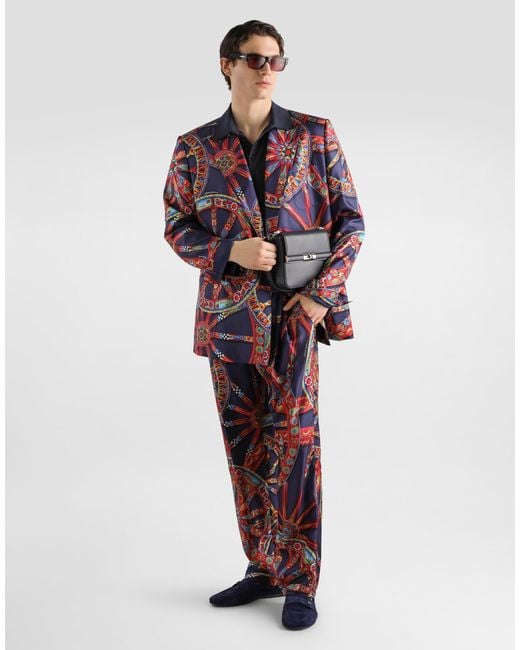 Dolce & Gabbana Red Carretto-Print Twill Jogging Trousers for men