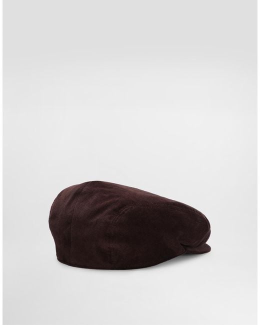 Dolce & Gabbana Brown Velvet Flat Cap for men