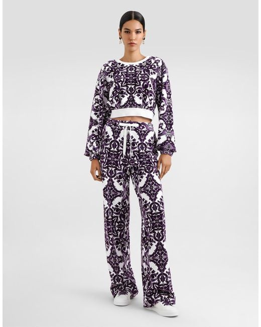 Dolce & Gabbana White Majolica-Print Trousers