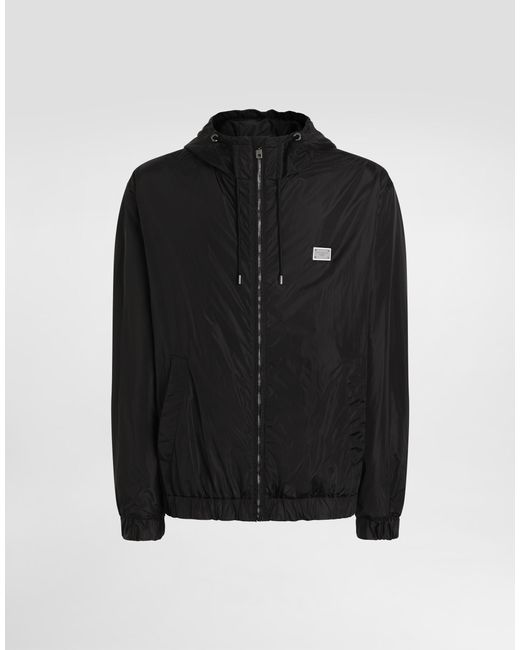 メンズ Dolce & Gabbana フード＆ロゴプレート テクニカルファブリック ジャケット Black