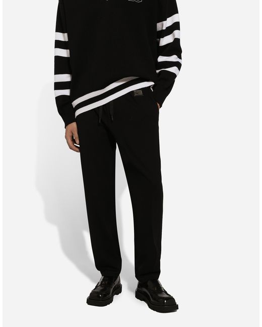 Dolce & Gabbana Black Jersey Jogging Pants for men