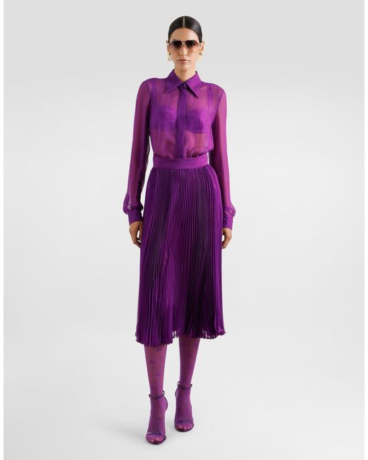 Dolce & Gabbana Purple Chiffon Shirt