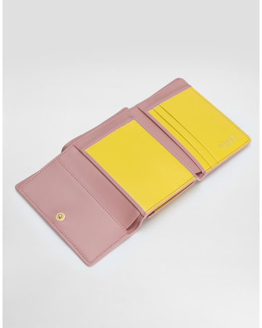 Dolce & Gabbana Calfskin Wallet With Dg Logo Pink