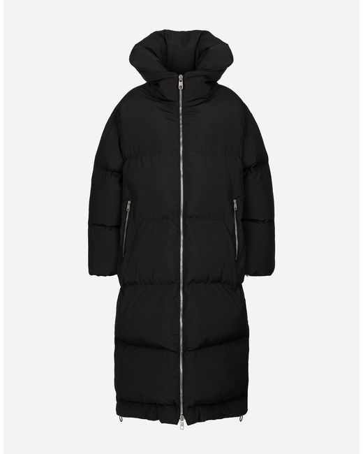 Dolce & Gabbana ロゴプレート パデッド ロング ダウンジャケット Black