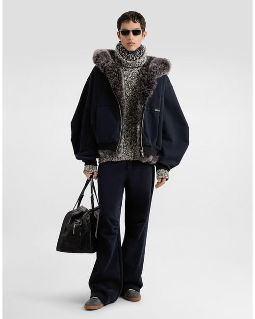 Dolce & Gabbana Blue Hooded Sweatshirt for men