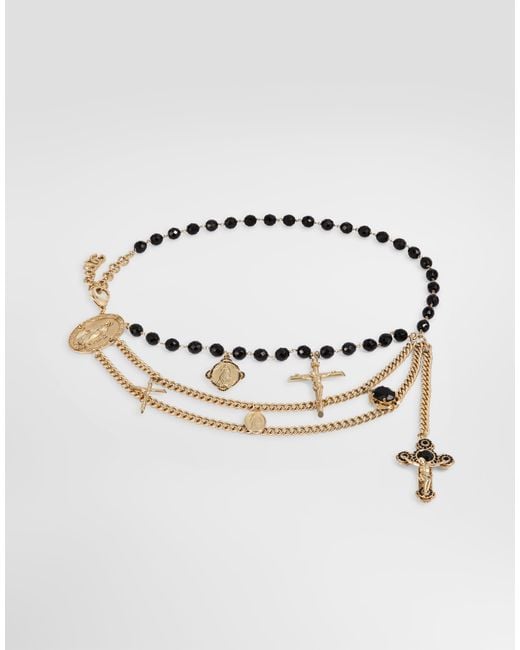 Dolce & Gabbana Metallic Belt With Mixed Crosses