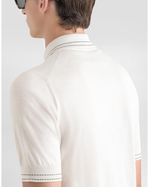 Dolce & Gabbana White Silk Polo Shirt for men