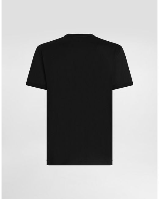 Dolce & Gabbana Black Cotton T-Shirt With Patch for men