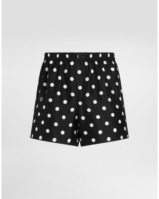 Dolce & Gabbana Black Polka Dot-Print Silk Twill Boxer Shorts� for men