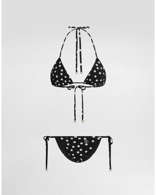 Dolce & Gabbana ドット柄 トライアングルビキニ Black