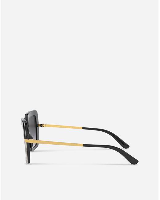 Dolce & Gabbana Black Half Print Sunglasses