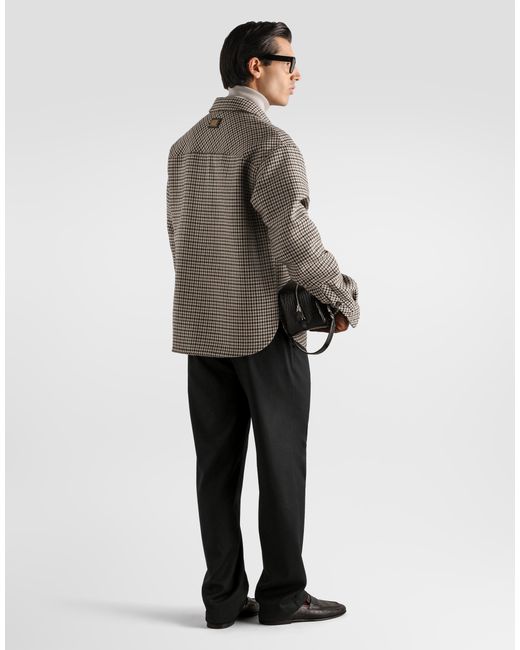 Dolce & Gabbana Gray Quilted Houndstooth Wool Jacket for men