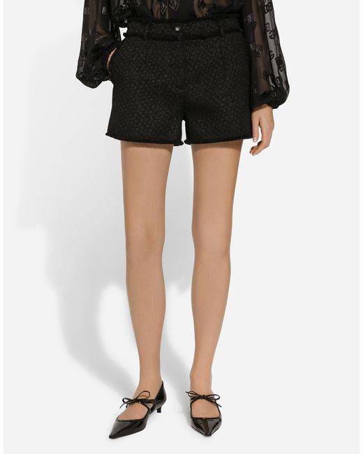 Dolce & Gabbana Black Raschel Tweed Shorts