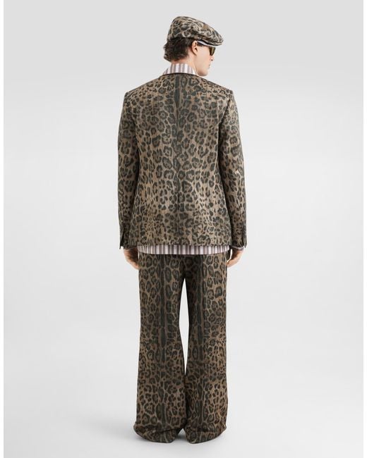 Dolce & Gabbana Multicolor Leopard- Jacquard Trousers for men