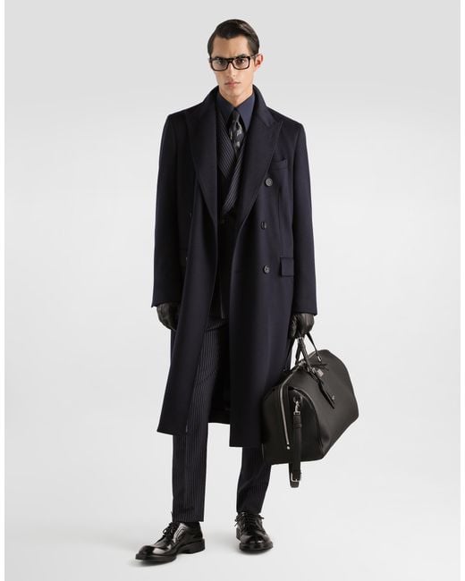 Dolce & Gabbana Blue Wool Pinstripe Trousers for men