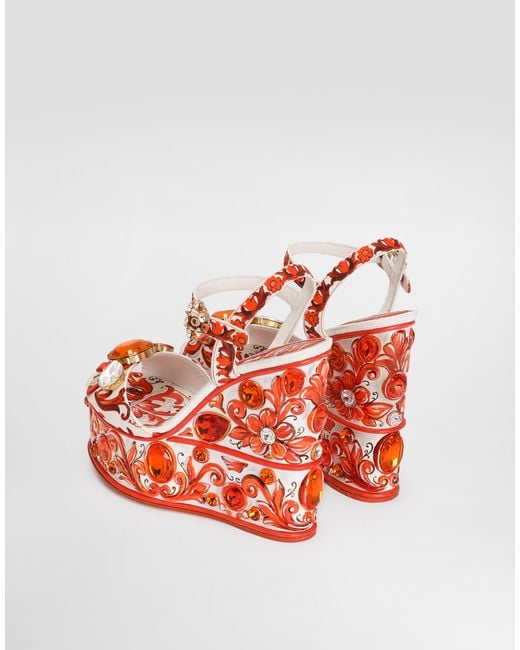 Dolce & Gabbana Red Sandalo Zeppa